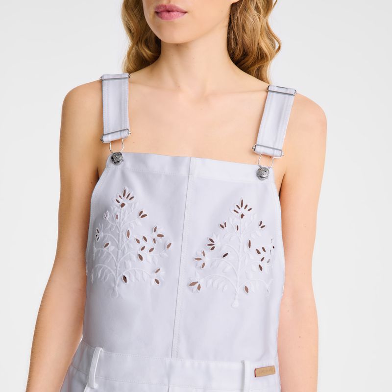 White Women Longchamp Embroidered Gabardine Dress | Egypt-678NUFMED